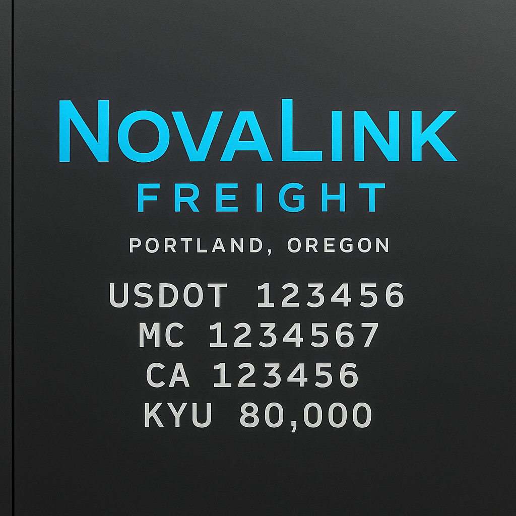 Custom Designed Trucking, Logistics, Truck Door Decal Lettering Sticker Sign Decal with USDOT, MC, GVW, CA, KYU (Set of 2)