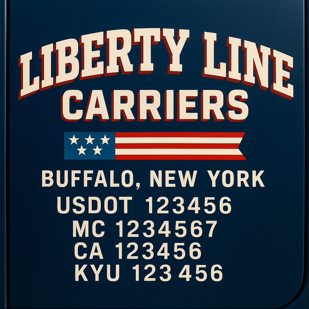 Custom Designed Trucking, Logistics, Truck Door Decal Lettering Sticker Sign Decal with USDOT, MC, GVW, CA, KYU (Set of 2)