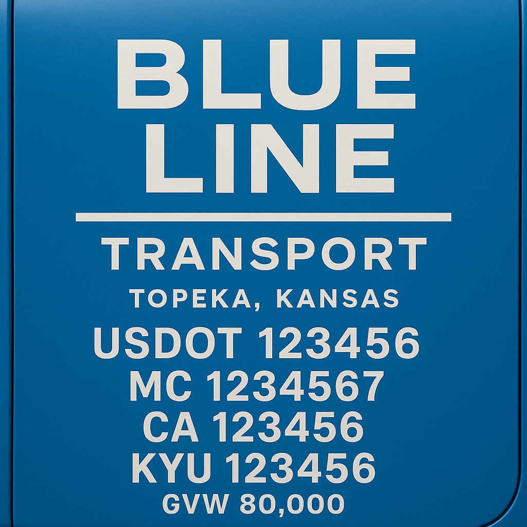 Custom Designed Trucking, Logistics, Truck Door Decal Lettering Sticker Sign Decal with USDOT, MC, GVW, CA, KYU (Set of 2)