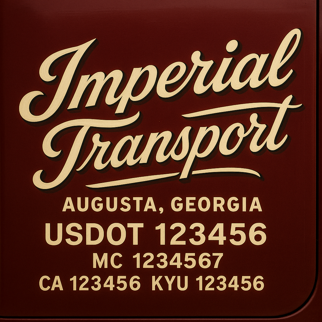 Custom Designed Trucking, Logistics, Truck Door Decal Lettering Sticker Sign Decal with USDOT, MC, GVW, CA, KYU (Set of 2)