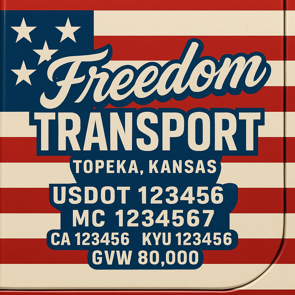 Custom Designed Trucking, Logistics, Truck Door Decal Lettering Sticker Sign Decal with USDOT, MC, GVW, CA, KYU (Set of 2)
