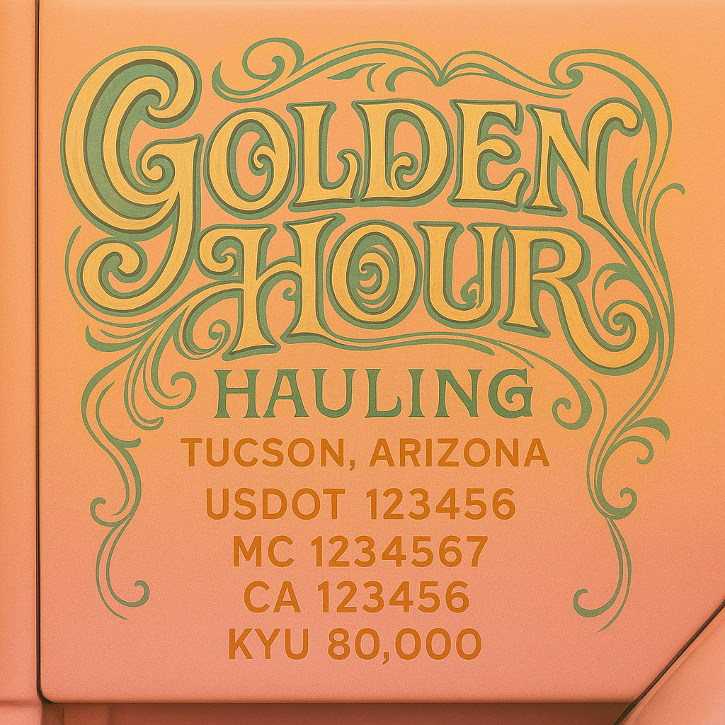 Custom Designed Trucking, Logistics, Truck Door Decal Lettering Sticker Sign Decal with USDOT, MC, GVW, CA, KYU (Set of 2)
