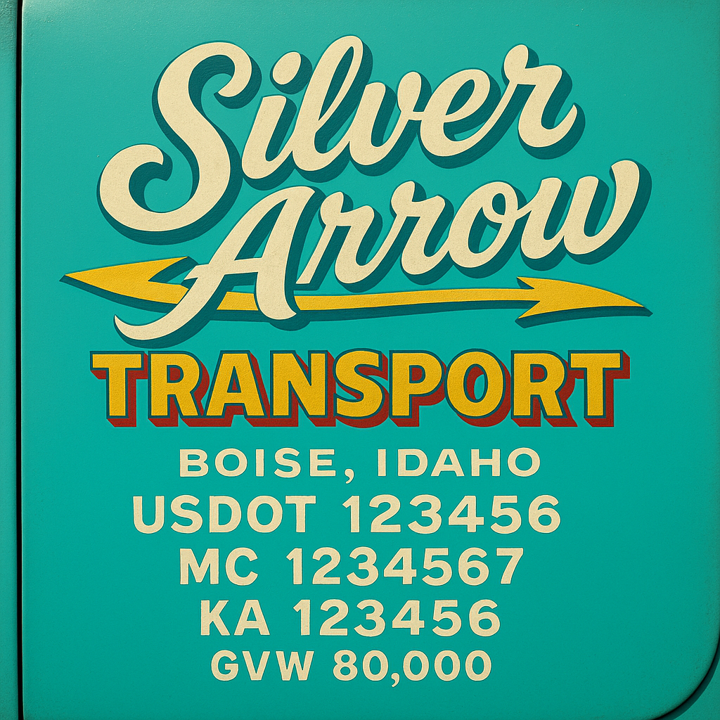Custom Designed Trucking, Logistics, Truck Door Decal Lettering Sticker Sign Decal with USDOT, MC, GVW, CA, KYU (Set of 2)