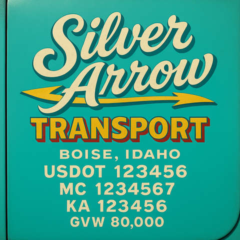 Custom Designed Trucking, Logistics, Truck Door Decal Lettering Sticker Sign Decal with USDOT, MC, GVW, CA, KYU (Set of 2)