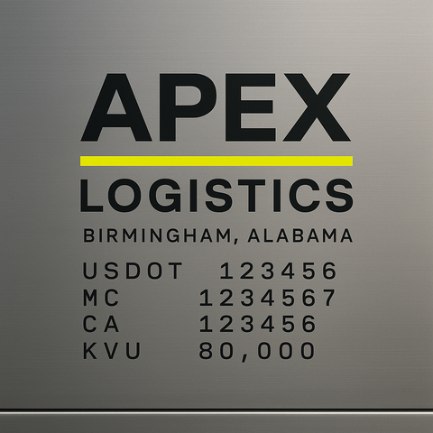 Custom Designed Trucking, Logistics, Truck Door Decal Lettering Sticker Sign Decal with USDOT, MC, GVW, CA, KYU (Set of 2)