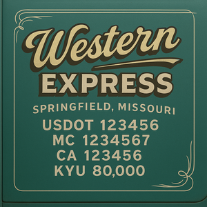 Custom Designed Trucking, Logistics, Truck Door Decal Lettering Sticker Sign Decal with USDOT, MC, GVW, CA, KYU (Set of 2)