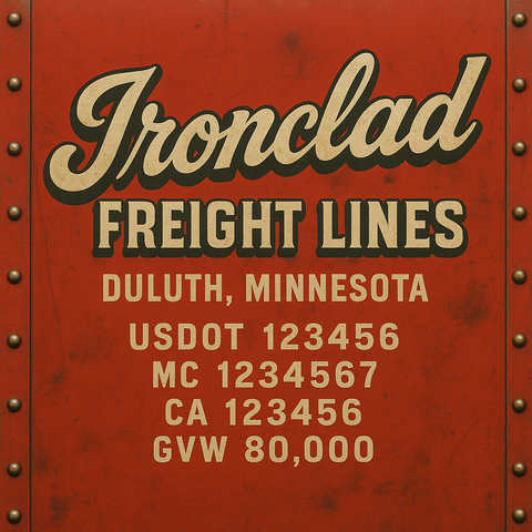 Custom Designed Trucking, Logistics, Truck Door Decal Lettering Sticker Sign Decal with USDOT, MC, GVW, CA, KYU (Set of 2)