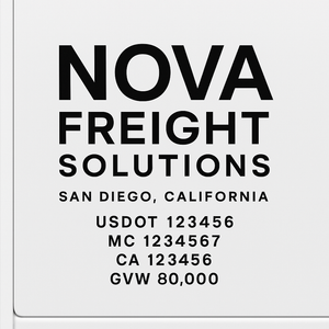 Custom Designed Trucking, Logistics, Truck Door Decal Lettering Sticker Sign Decal with USDOT, MC, GVW, CA, KYU (Set of 2)