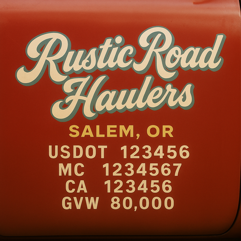 Custom Designed Trucking, Logistics, Truck Door Decal Lettering Sticker Sign Decal with USDOT, MC, GVW, CA, KYU (Set of 2)