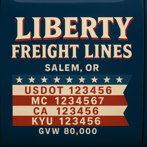 Custom Designed Trucking, Logistics, Truck Door Decal Lettering Sticker Sign Decal with USDOT, MC, GVW, CA, KYU (Set of 2)