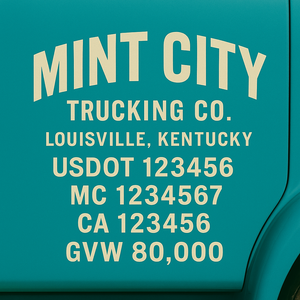 Custom Designed Trucking, Logistics, Truck Door Decal Lettering Sticker Sign Decal with USDOT, MC, GVW, CA, KYU (Set of 2)
