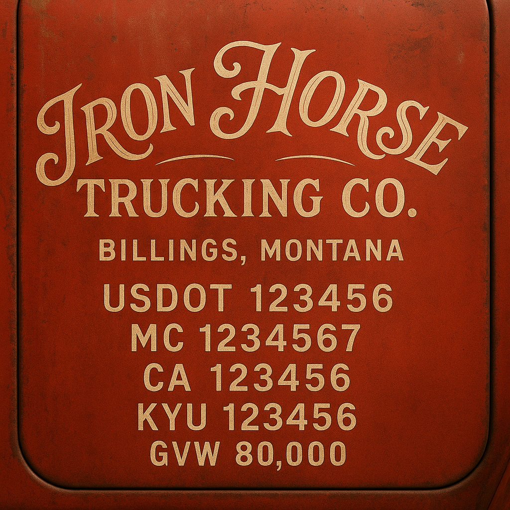 Custom Designed Trucking, Logistics, Truck Door Decal Lettering Sticker Sign Decal with USDOT, MC, GVW, CA, KYU (Set of 2)