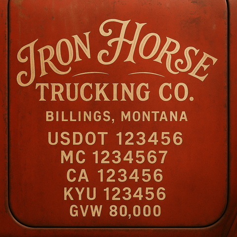 Custom Designed Trucking, Logistics, Truck Door Decal Lettering Sticker Sign Decal with USDOT, MC, GVW, CA, KYU (Set of 2)