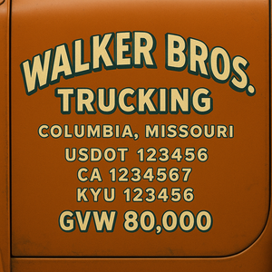 Custom Designed Trucking, Logistics, Truck Door Decal Lettering Sticker Sign Decal with USDOT, MC, GVW, CA, KYU (Set of 2)