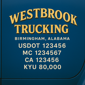 Custom Designed Trucking, Logistics, Truck Door Decal Lettering Sticker Sign Decal with USDOT, MC, GVW, CA, KYU (Set of 2)