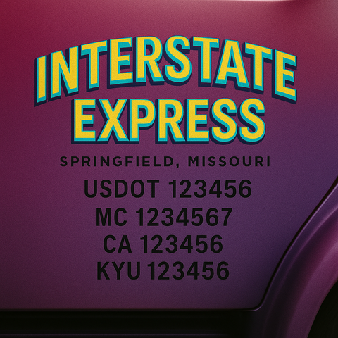 Custom Designed Trucking, Logistics, Truck Door Decal Lettering Sticker Sign Decal with USDOT, MC, GVW, CA, KYU (Set of 2)