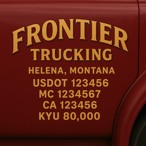 Custom Designed Trucking, Logistics, Truck Door Decal Lettering Sticker Sign Decal with USDOT, MC, GVW, CA, KYU (Set of 2)