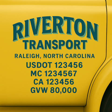 Custom Designed Trucking, Logistics, Truck Door Decal Lettering Sticker Sign Decal with USDOT, MC, GVW, CA, KYU (Set of 2)