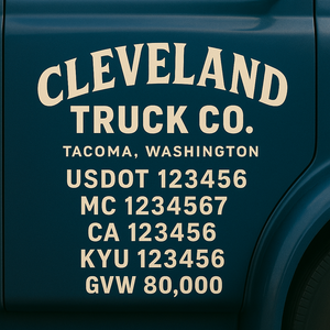 Custom Designed Trucking, Logistics, Truck Door Decal Lettering Sticker Sign Decal with USDOT, MC, GVW, CA, KYU (Set of 2)