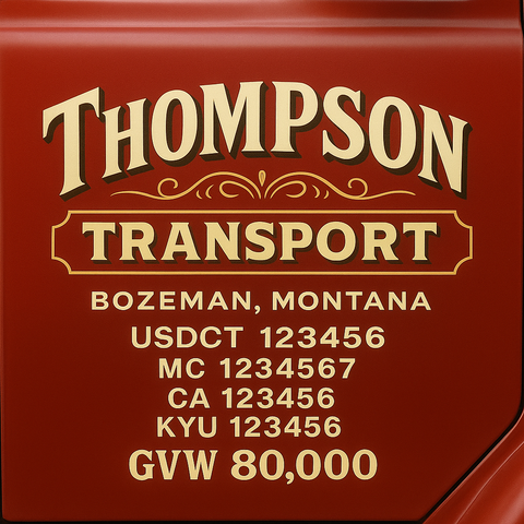 Custom Designed Trucking, Logistics, Truck Door Decal Lettering Sticker Sign Decal with USDOT, MC, GVW, CA, KYU (Set of 2)