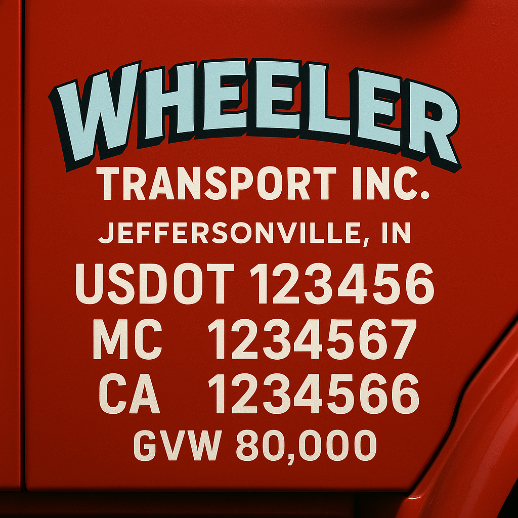 Custom Designed Trucking, Logistics, Truck Door Decal Lettering Sticker Sign Decal with USDOT, MC, GVW, CA, KYU (Set of 2)