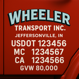 Custom Designed Trucking, Logistics, Truck Door Decal Lettering Sticker Sign Decal with USDOT, MC, GVW, CA, KYU (Set of 2)