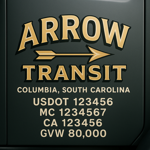 Custom Designed Trucking, Logistics, Truck Door Decal Lettering Sticker Sign Decal with USDOT, MC, GVW, CA, KYU (Set of 2)