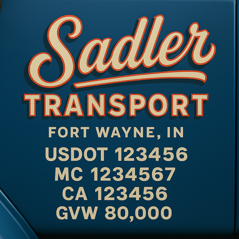 Custom Designed Trucking, Logistics, Truck Door Decal Lettering Sticker Sign Decal with USDOT, MC, GVW, CA, KYU (Set of 2)