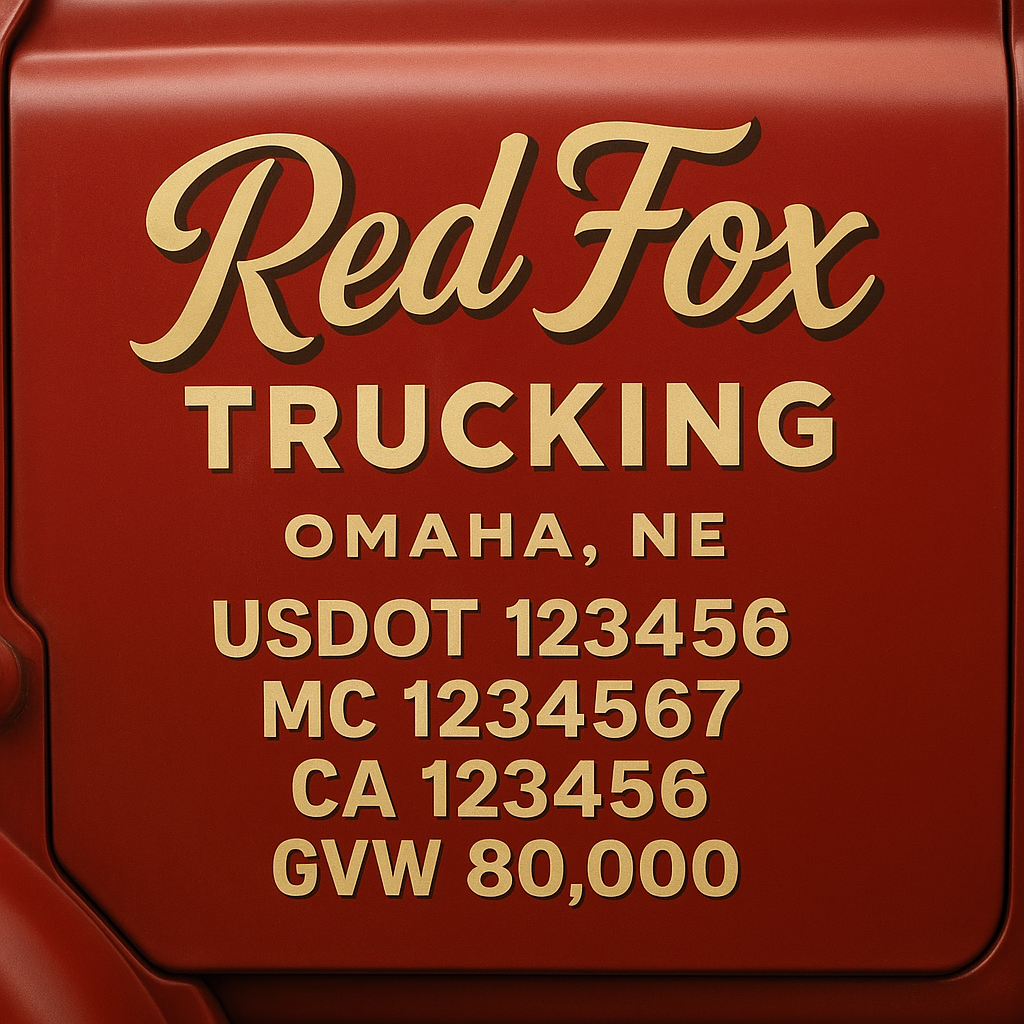 Custom Designed Trucking, Logistics, Truck Door Decal Lettering Sticker Sign Decal with USDOT, MC, GVW, CA, KYU (Set of 2)
