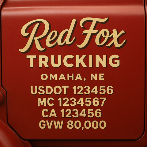 Custom Designed Trucking, Logistics, Truck Door Decal Lettering Sticker Sign Decal with USDOT, MC, GVW, CA, KYU (Set of 2)