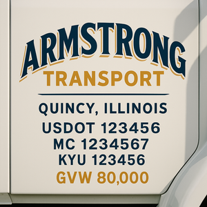 Custom Designed Trucking, Logistics, Truck Door Decal Lettering Sticker Sign Decal with USDOT, MC, GVW, CA, KYU (Set of 2)