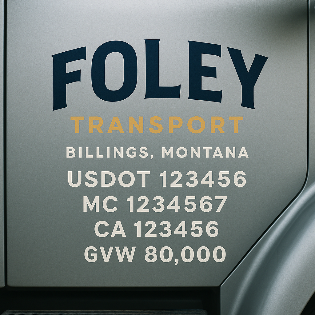 Custom Designed Trucking, Logistics, Truck Door Decal Lettering Sticker Sign Decal with USDOT, MC, GVW, CA, KYU (Set of 2)
