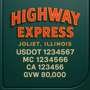 Custom Designed Trucking, Logistics, Truck Door Decal Lettering Sticker Sign Decal with USDOT, MC, GVW, CA, KYU (Set of 2)