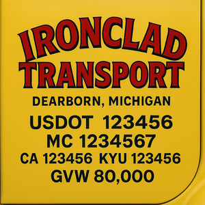 Custom Designed Trucking, Logistics, Truck Door Decal Lettering Sticker Sign Decal with USDOT, MC, GVW, CA, KYU (Set of 2)