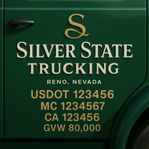 Custom Designed Trucking, Logistics, Truck Door Decal Lettering Sticker Sign Decal with USDOT, MC, GVW, CA, KYU (Set of 2)