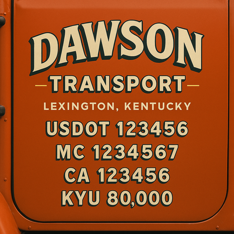 Custom Designed Trucking, Logistics, Truck Door Decal Lettering Sticker Sign Decal with USDOT, MC, GVW, CA, KYU (Set of 2)