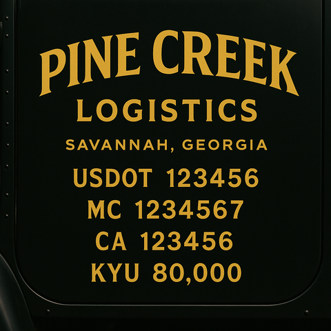 Custom Designed Trucking, Logistics, Truck Door Decal Lettering Sticker Sign Decal with USDOT, MC, GVW, CA, KYU (Set of 2)