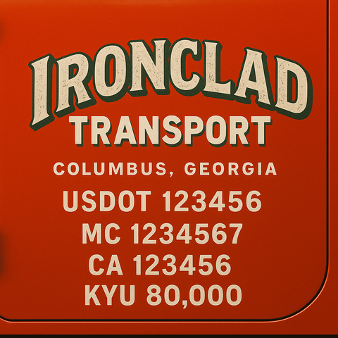 Custom Designed Trucking, Logistics, Truck Door Decal Lettering Sticker Sign Decal with USDOT, MC, GVW, CA, KYU (Set of 2)