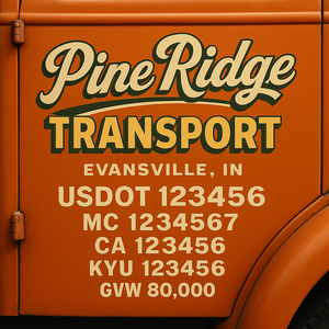 Custom Designed Trucking, Logistics, Truck Door Decal Lettering Sticker Sign Decal with USDOT, MC, GVW, CA, KYU (Set of 2)
