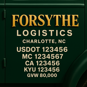 Custom Designed Trucking, Logistics, Truck Door Decal Lettering Sticker Sign Decal with USDOT, MC, GVW, CA, KYU (Set of 2)