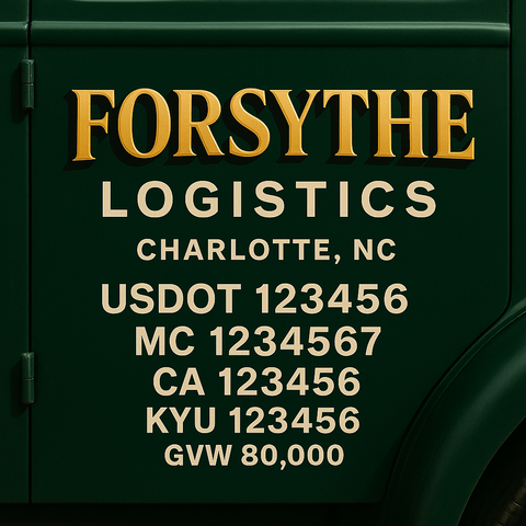 Custom Designed Trucking, Logistics, Truck Door Decal Lettering Sticker Sign Decal with USDOT, MC, GVW, CA, KYU (Set of 2)