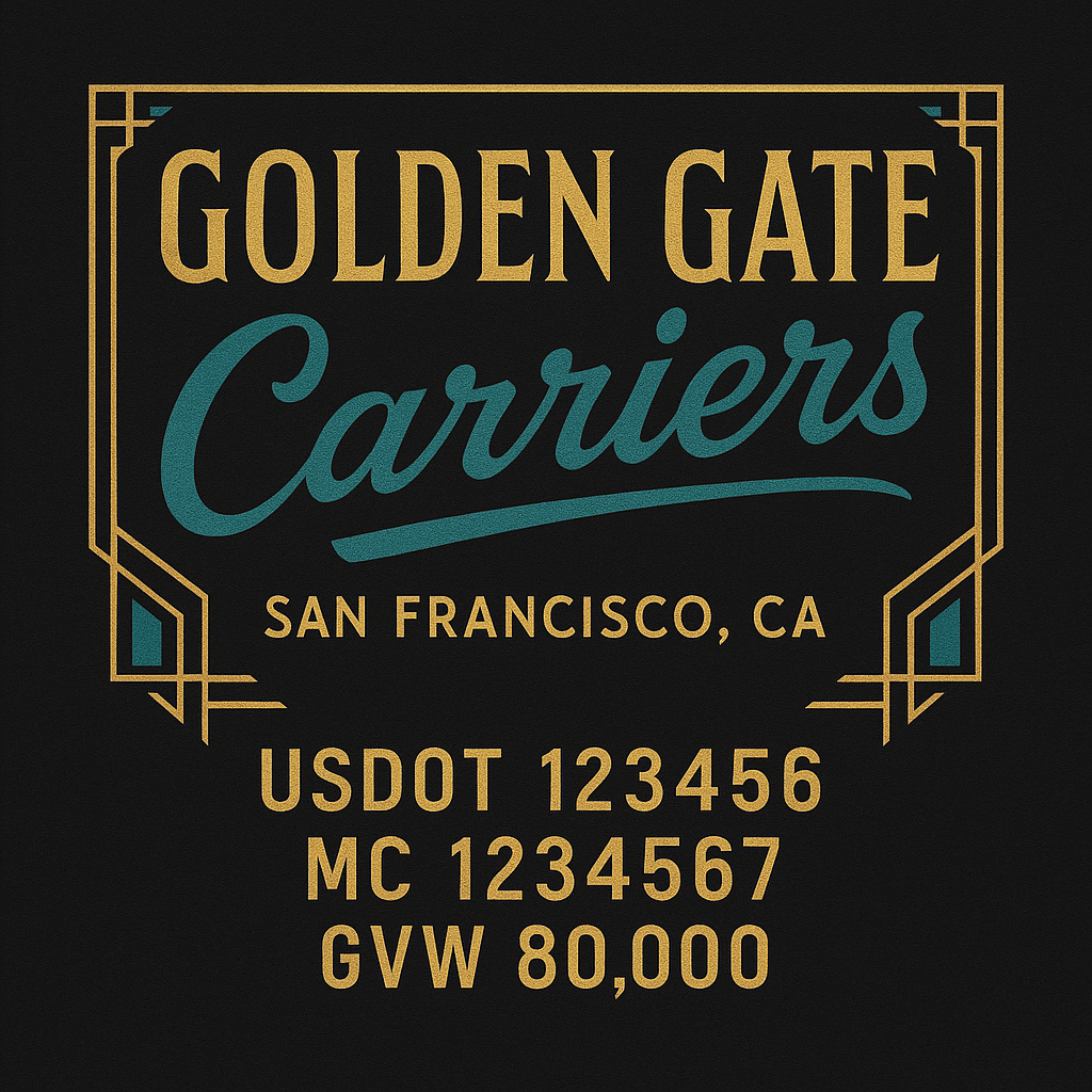 Custom Designed Trucking, Logistics, Truck Door Decal Lettering Sticker Sign Decal with USDOT, MC, GVW, CA, KYU (Set of 2)