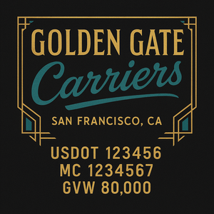 Custom Designed Trucking, Logistics, Truck Door Decal Lettering Sticker Sign Decal with USDOT, MC, GVW, CA, KYU (Set of 2)