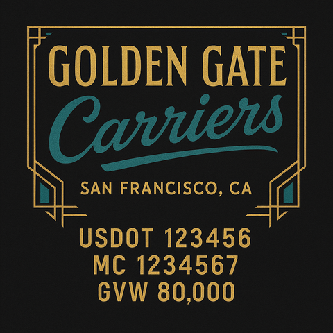 Custom Designed Trucking, Logistics, Truck Door Decal Lettering Sticker Sign Decal with USDOT, MC, GVW, CA, KYU (Set of 2)