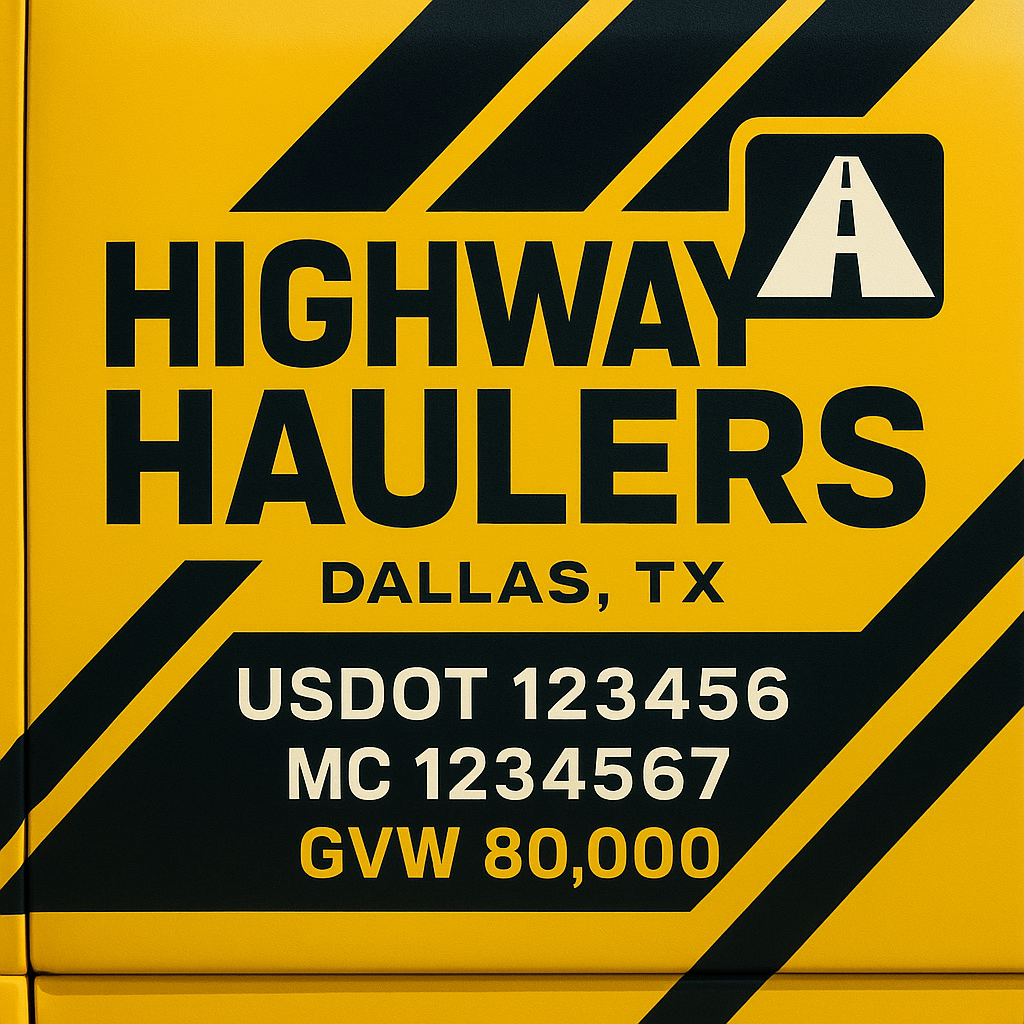 Custom Designed Trucking, Logistics, Truck Door Decal Lettering Sticker Sign Decal with USDOT, MC, GVW, CA, KYU (Set of 2)