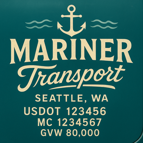 Custom Designed Trucking, Logistics, Truck Door Decal Lettering Sticker Sign Decal with USDOT, MC, GVW, CA, KYU (Set of 2)
