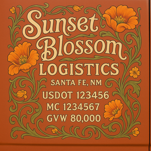 Custom Designed Trucking, Logistics, Truck Door Decal Lettering Sticker Sign Decal with USDOT, MC, GVW, CA, KYU (Set of 2)