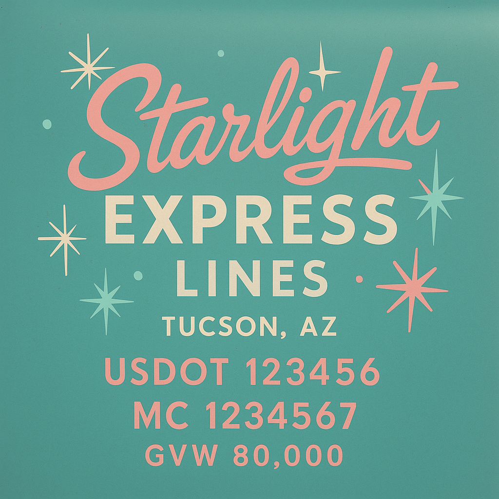 Custom Designed Trucking, Logistics, Truck Door Decal Lettering Sticker Sign Decal with USDOT, MC, GVW, CA, KYU (Set of 2)