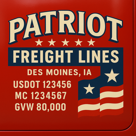 Custom Designed Trucking, Logistics, Truck Door Decal Lettering Sticker Sign Decal with USDOT, MC, GVW, CA, KYU (Set of 2)