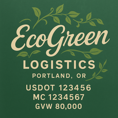 Custom Designed Trucking, Logistics, Truck Door Decal Lettering Sticker Sign Decal with USDOT, MC, GVW, CA, KYU (Set of 2)